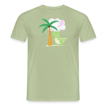 Süßer Dino unter Palme 💗 Design für die Familie - Männer T-Shirt - Sage - Vorne - AI Model Male 178 light (178cm)