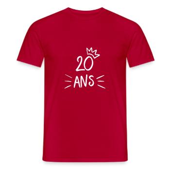 20 ans - T-shirt homme - rouge - Devant - AI Model Male 178 dark (178cm)