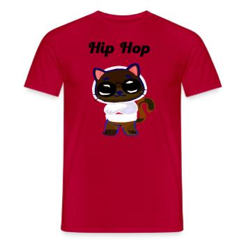 Chat hip-hop, chat cool - T-shirt homme - rouge - Devant - AI Model Male 178 dark (178cm)