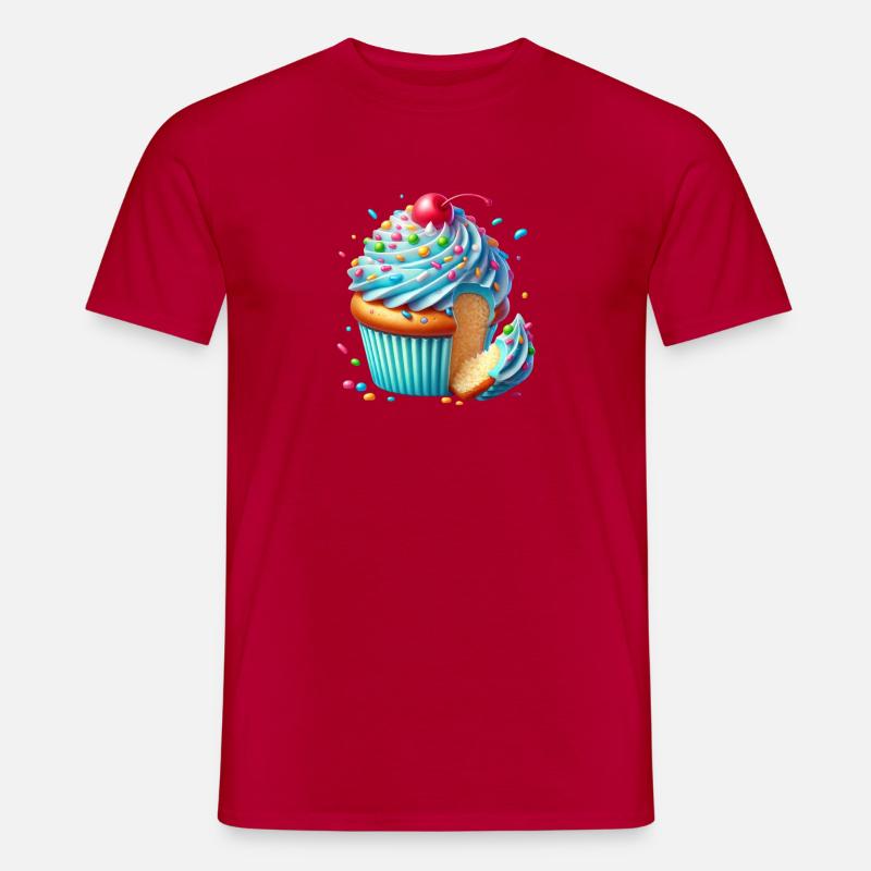 Blauer Cupcake mit bunten Streuseln - Männer T-Shirt - Rot