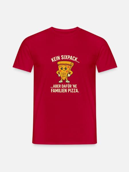 Humorvolle Pizzagesicht Grafik - Männer T-Shirt - Rot