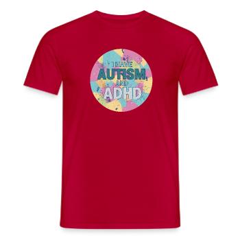 I Have Autism And ADHD - Men's T-Shirt - red - Front - AI Model Male 178 dark (178cm)