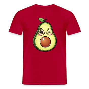 Avocado mit Brille Wink - Männer T-Shirt - Rot - Vorne - AI Model Male 178 dark (178cm)