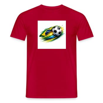 Brasilianischer Fußballwirbel - Männer T-Shirt - Rot - Vorne - AI Model Male 178 dark (178cm)
