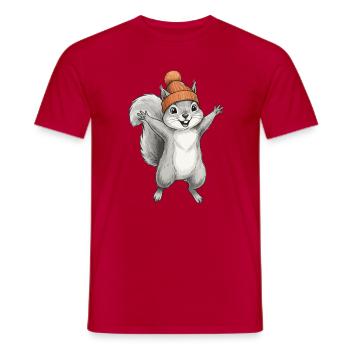 Écureuil avec un bonnet - T-shirt homme - rouge - Devant - AI Model Male 178 dark (178cm)