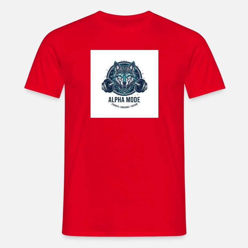 ALPHA_MODE_WOLF - Männer T-Shirt - Rot