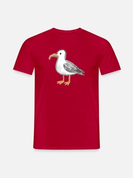 Küstenvogel Skizze Seagull Möwe Norddeutsch - Männer T-Shirt - Rot