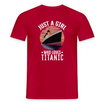 Titanic Girl Loves Titanic - Girl Titanic Design - Men's T-Shirt - red - Front - AI Model Male 178 dark (178cm)