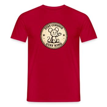 Insigne vintage de la souris curieuse - T-shirt homme - rouge - Devant - AI Model Male 178 dark (178cm)