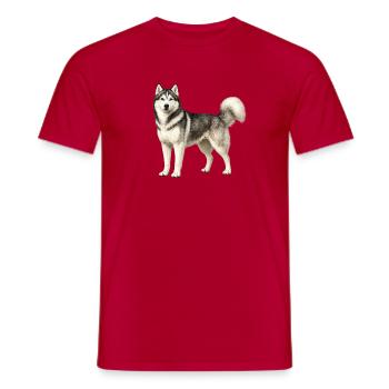 Husky Portrait im Nebel - Männer T-Shirt - Rot - Vorne - AI Model Male 178 dark (178cm)