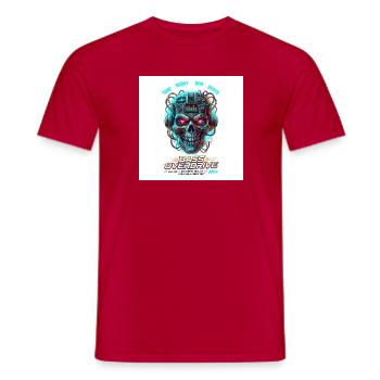 Bass Overdrive // 150 BPM Cyberpunk Skull - Männer T-Shirt - Rot - Vorne - AI Model Male 178 dark (178cm)