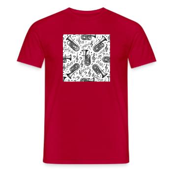 Tuba Noten und Musik Ornamente für Tubisten - Männer T-Shirt - Rot - Vorne - AI Model Male 178 dark (178cm)