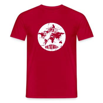 Ride the World! Motorcycle travel world - Men's T-Shirt - red - Front - AI Model Male 178 dark (178cm)