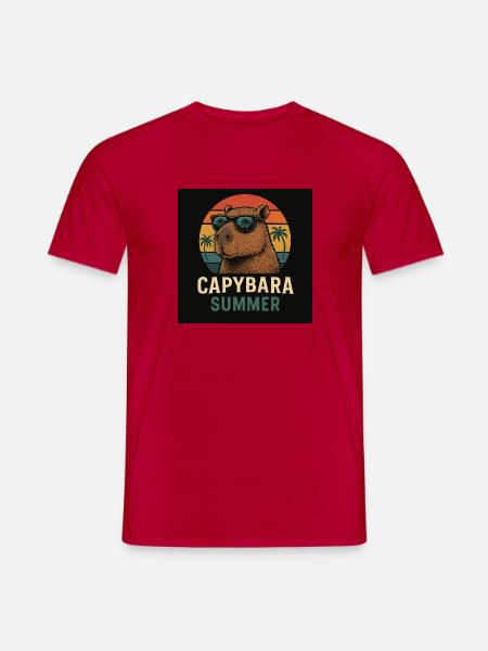 Capybara Summer – Tropical Beach Vibes - Männer T-Shirt - Rot