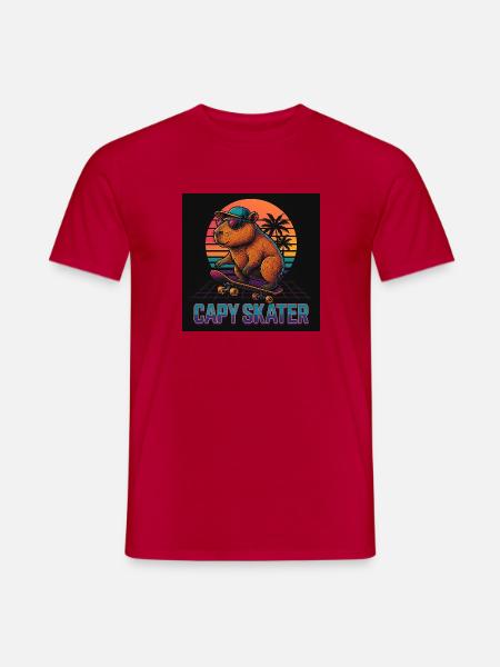 Capy Skater – Tropical Skate Vibes - Männer T-Shirt - Rot