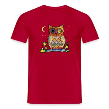 Eule - Männer T-Shirt - Rot - Vorne - AI Model Male 178 dark (178cm)