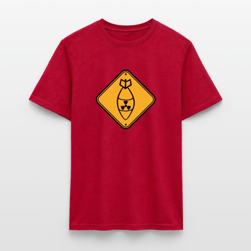 shield danger caution warning caution atomic bomb r Men’s T-shirt