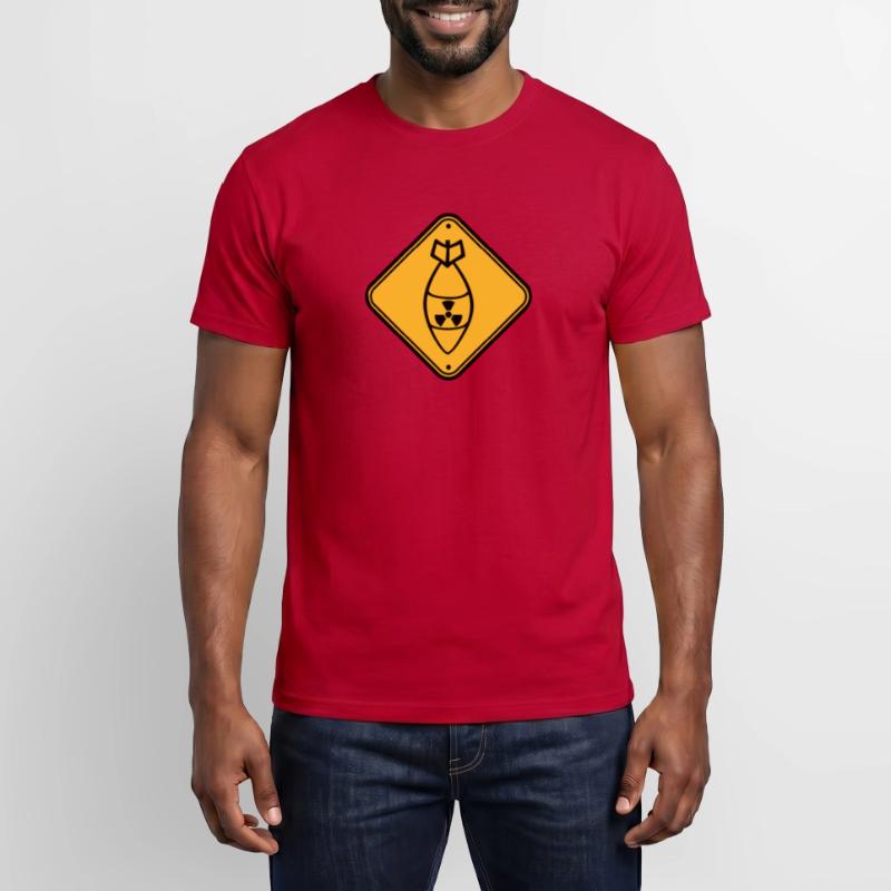 shield danger caution warning caution atomic bomb r Men’s T-shirt