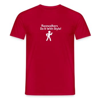 Funny Race Walking Style - Men's T-Shirt - red - Front - AI Model Male 178 dark (178cm)