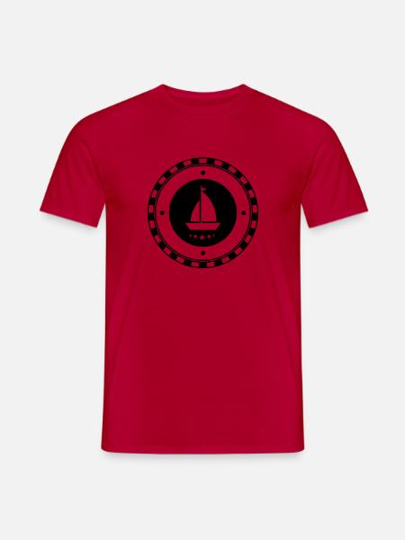 Segelschiff in Kompass Logo Motiv - See, Meer - Männer T-Shirt - Rot