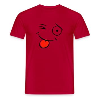 Lustiges Cartoon Gesicht mit Zunge - Männer T-Shirt - Rot - Vorne - AI Model Male 178 dark (178cm)