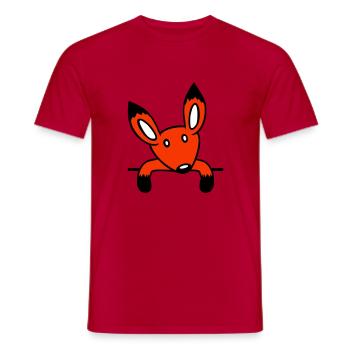 Fuchs Rotfuchs Hinter Zaun Mauer Wand Guckt Süß - Männer T-Shirt - Rot - Vorne - AI Model Male 178 dark (178cm)