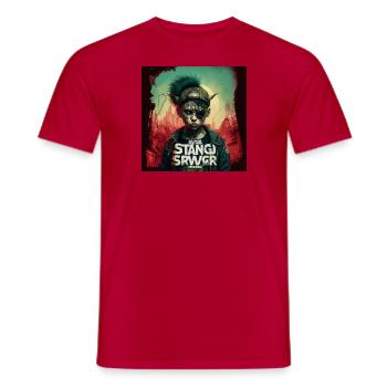 étrange nouveau monde dans Cyber Punk - T-shirt homme - rouge - Devant - AI Model Male 178 dark (178cm)