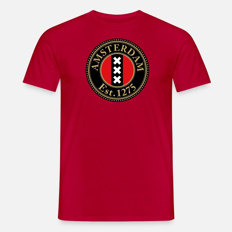 Amsterdam Est 1275 Schwarzer Hintergrund - Männer T-Shirt - Rot