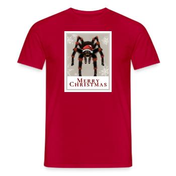 Portrait of a tarantula wearing a Santa hat. - Men's T-Shirt - red - Front - AI Model Male 178 dark (178cm)