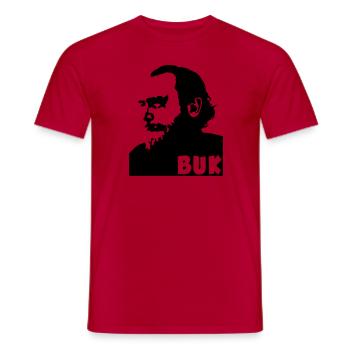 Charles Bukowski - Men's T-Shirt - red - Front - AI Model Male 178 dark (178cm)