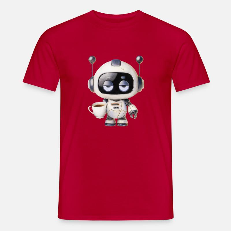 Roboter Kaffee - Männer T-Shirt - Rot