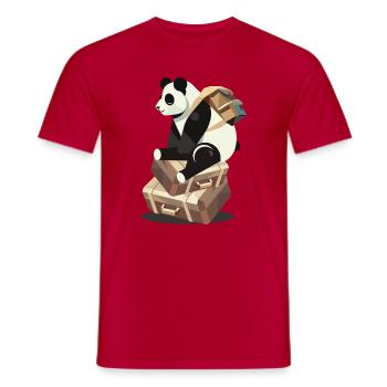 Panda assis sur des valises, prêt pour de nouvelles aventures - T-shirt homme - rouge - Devant - AI Model Male 178 dark (178cm)