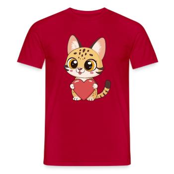 Bezauberndes Rotherz-Kätzchen - Männer T-Shirt - Rot - Vorne - AI Model Male 178 dark (178cm)