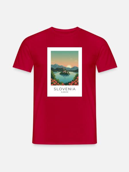 Slowenien Seeinsel Sonnenuntergang - Männer T-Shirt - Rot