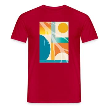 Abstrakte Geometrie mit organischen Formen Retro  - Männer T-Shirt - Rot - Vorne - AI Model Male 178 dark (178cm)