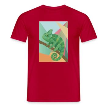Style géométrique du Caméléon Vert - T-shirt homme - rouge - Devant - AI Model Male 178 dark (178cm)