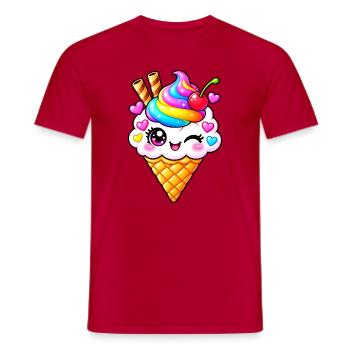 Kawaii-Regenbogeneis - Männer T-Shirt - Rot - Vorne - AI Model Male 178 dark (178cm)