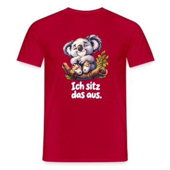 Ich sitz das aus – Lustiger Koala auf einem Ast - Männer T-Shirt - Rot - Vorne - AI Model Male 178 dark (178cm)