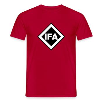 IFA - VEB Automobilwerke Ludwigsfelde - Männer T-Shirt - Rot - Vorne - AI Model Male 178 dark (178cm)