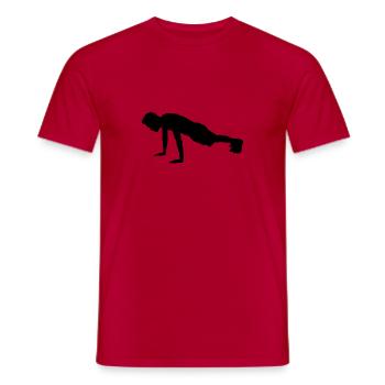 fitness push-up man workout silhouette - Men's T-Shirt - red - Front - AI Model Male 178 dark (178cm)