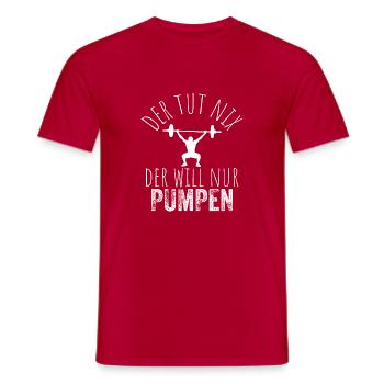 Der tut nix der will nur pumpen - Lustiges Fitness - Männer T-Shirt - Rot - Vorne - AI Model Male 178 dark (178cm)