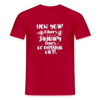 New Year Cheers, January Peers - Men's T-Shirt - red - Front - AI Model Male 178 dark (178cm)