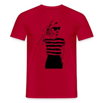 Girl with red Lips - T-shirt homme - rouge - Devant - AI Model Male 178 dark (178cm)