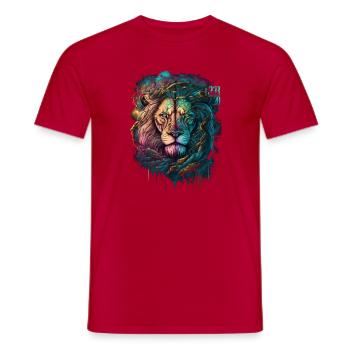 Tête de lion | coloré | coloré | Lion coloré - T-shirt homme - rouge - Devant - AI Model Male 178 dark (178cm)