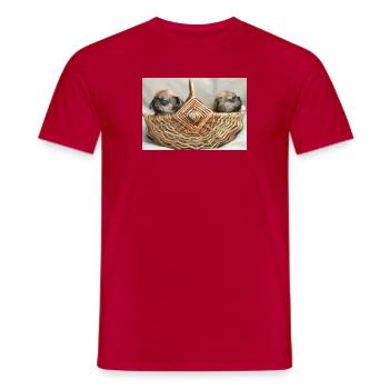 Bouledogues français deux chiots mignons - T-shirt homme - rouge - Devant - AI Model Male 178 dark (178cm)