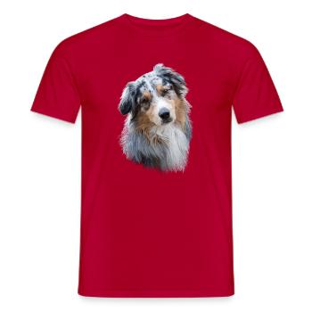 Australian Shepherd - Men's T-Shirt - red - Front - AI Model Male 178 dark (178cm)