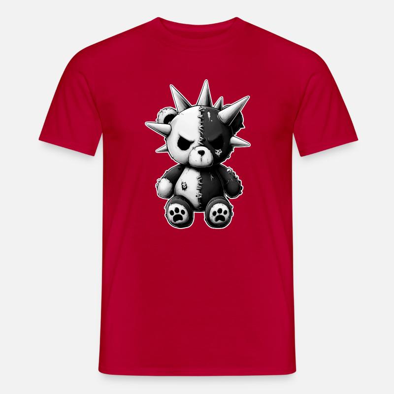 Split Skull Plüschbär Punk - Männer T-Shirt - Rot