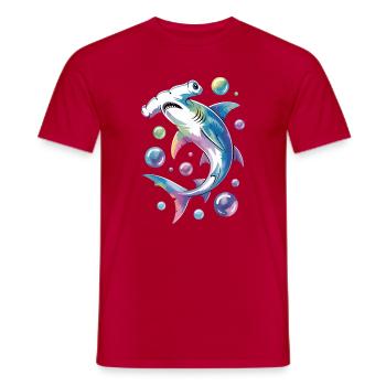 Vibrant Shark with Bubble Accents - Men's T-Shirt - red - Front - AI Model Male 178 dark (178cm)