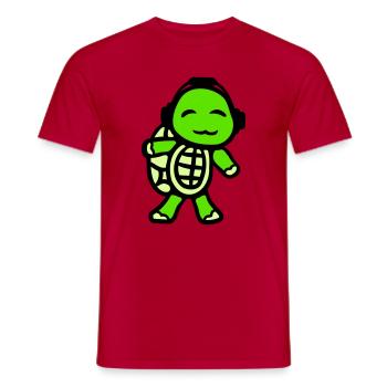 Turtle Headphones Music Listening Club Party Fun - Men's T-Shirt - red - Front - AI Model Male 178 dark (178cm)