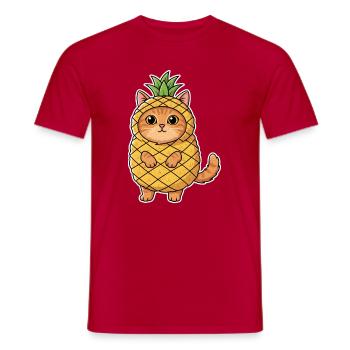 Ananas-Katze - Männer T-Shirt - Rot - Vorne - AI Model Male 178 dark (178cm)